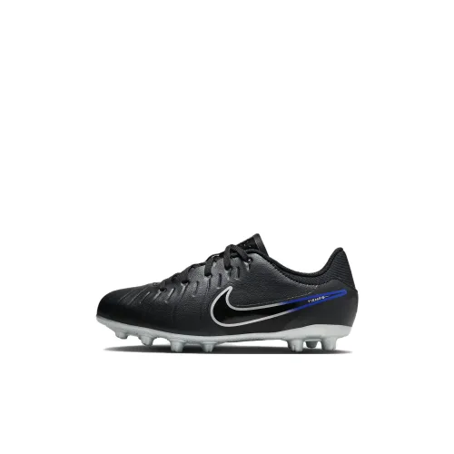 Nike Tiempo Legend 10 Твердый Ground Амортизация Низкий Топ Детские футбольные бутсы Черный Синий Детский