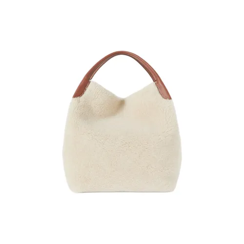 Loro Piana Хлопок с коровьей кожей одна плечевая сумка большая женская Ancient бумага цвет карамель