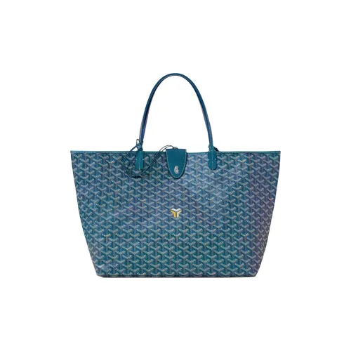 GOYARD Saint Louis Холст и Кожа Тоут Сумка Сумка для покупок Сумка Большая Унисекс Жемчужно-Синий