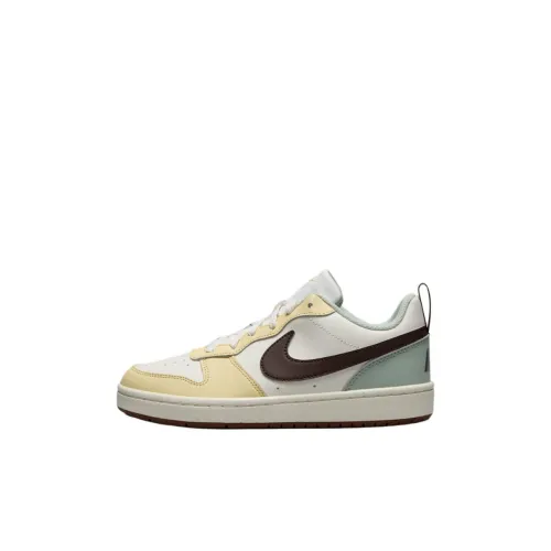 Nike Court Borough Slip Resistant Abrasion Resistant Низкий Топ Детские Скейтбординг Белый Желтый