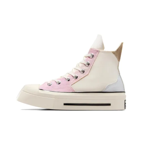 Converse Chuck 70 De Luxe Squared Аbrasion Resistant Дышащие Высокие Кеды Унисекс Белые Розовые