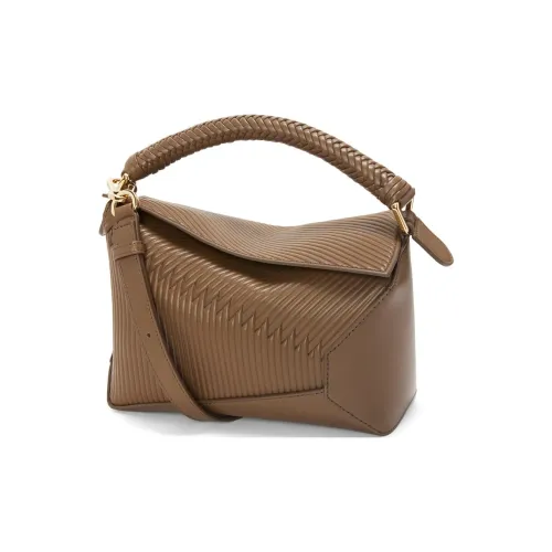 LOEWE Пазл Коровья кожа Сумка через плечо Сумка Маленькая Женская Тундровый Зеленый