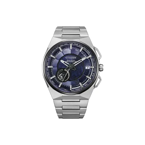 CITIZEN Светильник Кварцевый механизм Металл Титан Ремешок Часы Мужские Темно-синий Циферблат часов