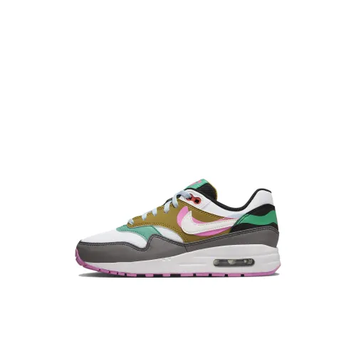 Nike Air Max 1 Детская беговая обувь Low Top Серый Зеленый Kids