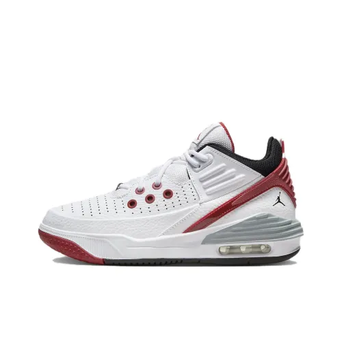 Jordan Max Aura 5 Амортизация Износостойкий Низкий Топ Детские Баскетбольные Кроссовки Белый Красный Подростки