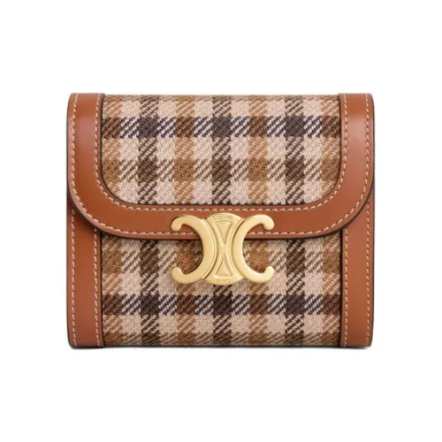 CELINE Triomphe Ткань с коровьей кожей Кошелек Маленький Женский Многоцветный