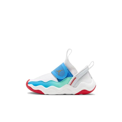 Jordan 23 7 Нижняя юбка Резистентные амортизаторы Низкий топ Детские баскетбольные кроссовки Белый и синий цвет Детский возраст 3-7 лет