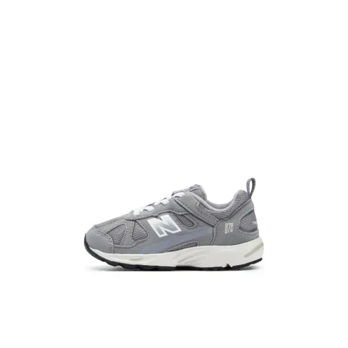 New Balance NB 878 Устойчивый к истиранию Дышащий Низкий Верх Обувь для малышей Серый Белый Для младенцев и малышей