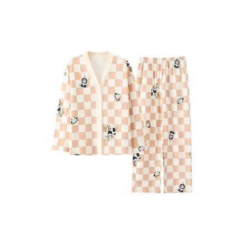 Pretty Lady Пижамный комплект Женские Клетка Панда