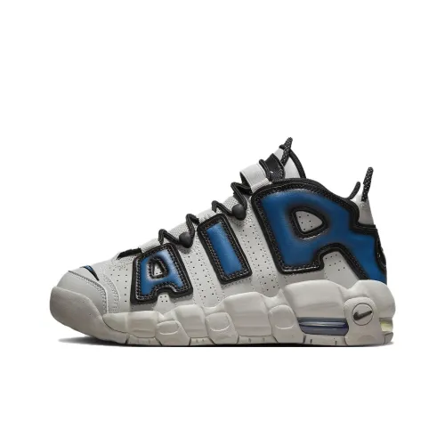 Nike Air More Uptempo Устойчивый к истиранию MID Топ Детские Баскетбольные кроссовки Серый Синий