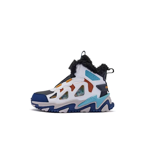 QIAODAN Противоскользящий устойчивый к истиранию высокий топ утепленная обувь спокойный синий чистый синий для детей 3-7 лет