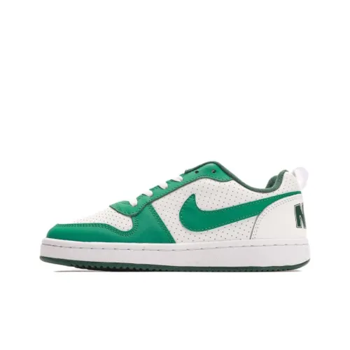 nike Court Borough Slip Resistant Abrasion Resistant Низкий Топ Детские Скейтбординги Белый Зеленый