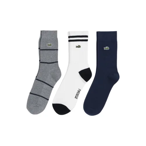 LACOSTE Collaboration 3 пачки Темно-синий Синий+Белый+Серый Мужские носки MID до икры