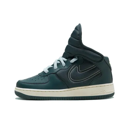 Nike Air FORCE 1 Slip Resistant Abrasion Resistant MID Топ Детские Скейтбординги Зеленый