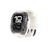 Прозрачный черный чехол + белый ремешок