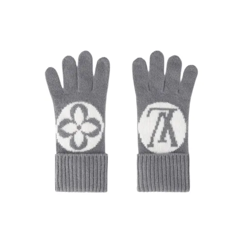 LOUIS VUITTON Перчатки из овечьей шерсти вязаные женские серые