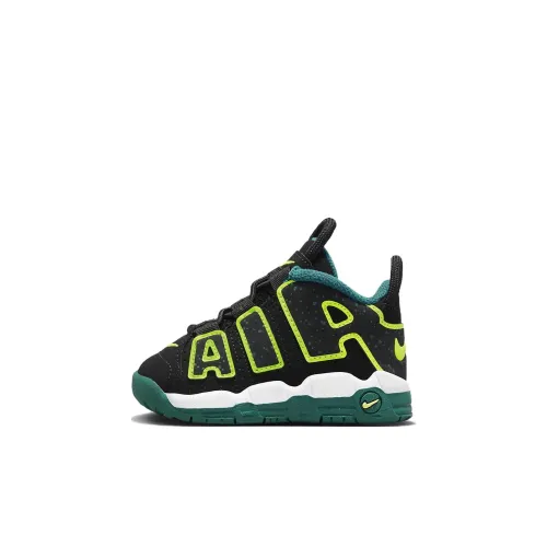 Nike Air More Uptempo TD Anti KICK и Дышащий MID Топ Обувь для малышей Черный Зеленый Infant и Toddler