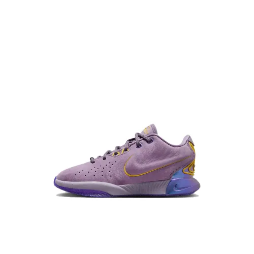 Nike Lebron 21 Детские баскетбольные кроссовки Low Топ Фиолетовый Пыль/Фиолетовый Персидский/Университетский Золотой Kids