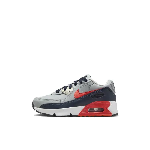 Nike Air Max 90 Износостойкий и Легкий Низкий Топ Детская Беговая Обувь Серый Красный для Дети Возрастом 3-7 Лет