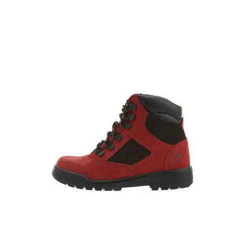 Timberland Field Boots Детские кожаные сапоги Красный дошкольные