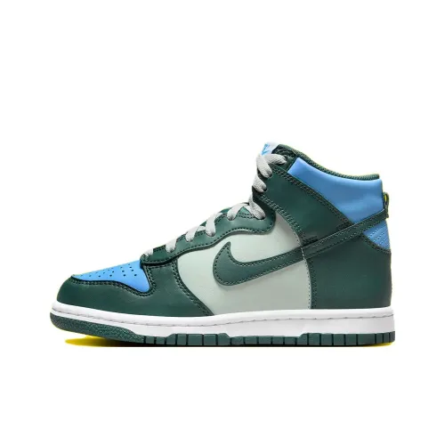 Nike Dunk High Slip-Resistant High Top Детские Скейтбординги Зеленый Синий Подростки