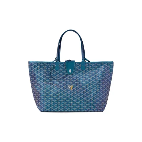 GOYARD Saint Louis Воловья кожа Пэчворк Холст Тоут Сумка Сумка для покупок Сумка через плечо Маленькая Унисекс Жемчужно-синий