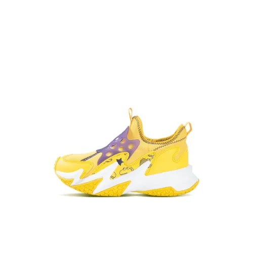 Слэм-данк Мастер Slip-resistant Shock Absorbers Низкий топ Детские баскетбольные кроссовки Желтый Белый Детский