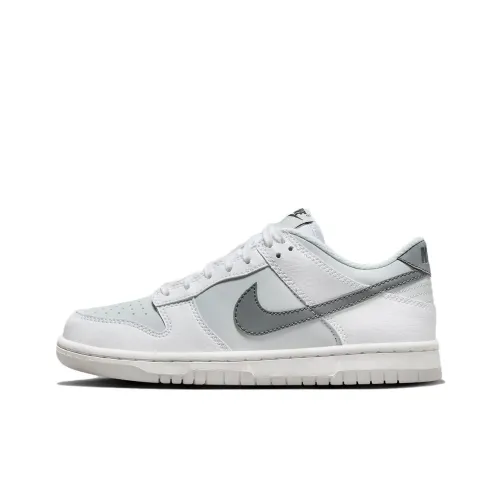 Nike Dunk Low Устойчивый к истиранию Низкий Топ Детские Скейтбординги Белый Серый
