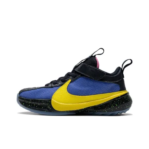 Nike Freak 5 Удобный Устойчивый к истиранию Низкий Топ Детские Баскетбольные Кроссовки Синий Желтый Черный