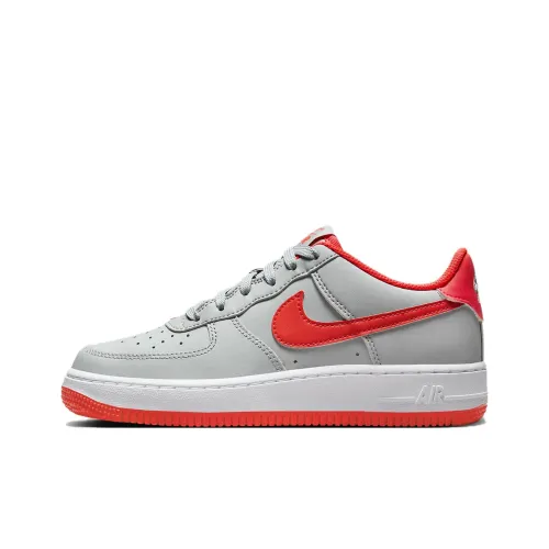 Nike Air Force 1 Износостойкий Дышащий Низкий Топ Детский Скейтбординг Серый Красный Подростки