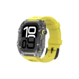 Прозрачный черный чехол + желтый ремешок