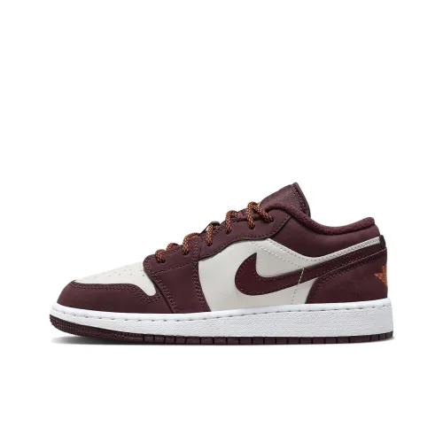 Jordan Air Jordan 1 Детские баскетбольные кроссовки Low Топ Красный Белый Унисекс