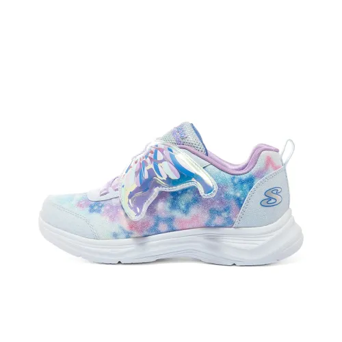 SKECHERS GIRLS Амортизация Износостойкие Низкие Кеды KIDS Lifestyle Shoes Светло-Синий Лаванда Подростки