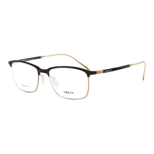 PORTS Пластина And Металл Литье под давлением Оправа для очков Мужской Черный Золотой