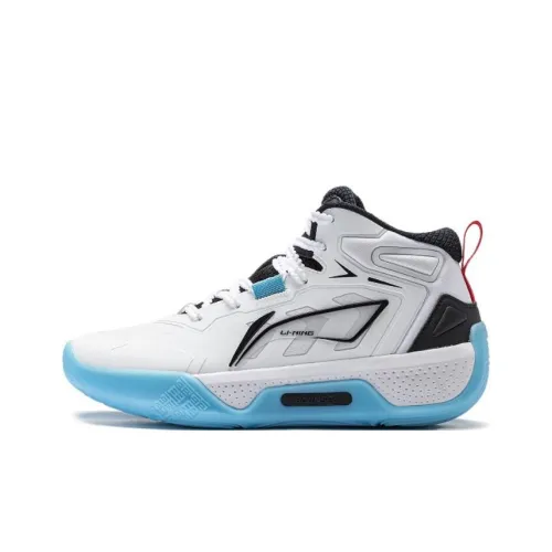 LINING YOUNG Tianying V1 Амортизаторы Shock High Top Детские Баскетбольные Кроссовки Белый Черный