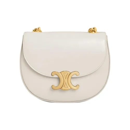 CELINE Лакированная поверхность Коровья кожа Сумка Сумка через плечо Маленькая Женская Хлопковая Белая