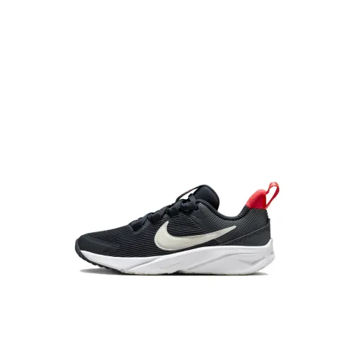 Nike Star Runner 4 Противоскользящий Амортизирующий и Дышащий Низкий Топ Детская Беговая Обувь Черный Красный Для Детского Возраста