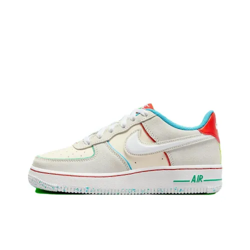 Nike Air Force 1 Устойчивый к истиранию Низкий Топ Детский Скейтбординг Серый Белый