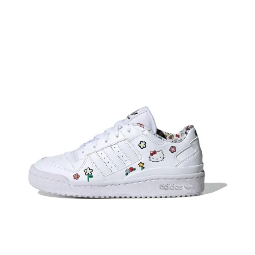 Hello Kitty x Adidas Originals FORUM Амортизация Низкий Топ Детские Скейтбординг Белый