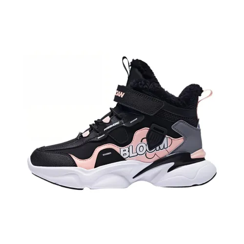 QIAODAN Rebound High Top Kids Lifestyle Shoes Black Pink Teenagers