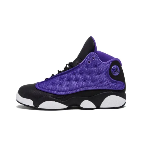 Jordan Air Jordan 13 Детские баскетбольные кроссовки MID Топ Фиолетовый Ядовитая Жидкость/Черно-белая панда Школьный возраст