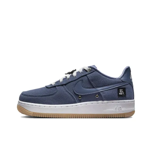 Nike Air Force 1 Slip Resistant Abrasion Resistant Низкий Топ Детские Скейтбординги Сине-белый Подростки