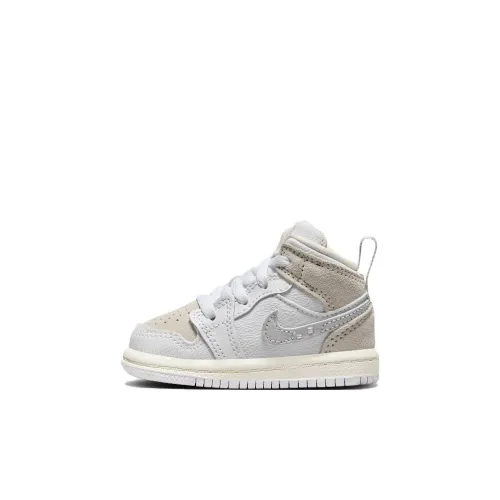Jordan Air Jordan 1 Противоскользящие амортизаторы Slip Resistant Shock Absorbers MID Топ Обувь для младенцев и малышей Серый Белый Infant And Toddler