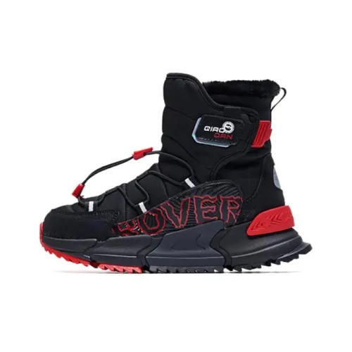 QIAODAN Противоскользящие термические ботинки Crew для детей черные и красные для подростков