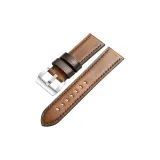 Серебряная шпилька - светло-коричневая кожа