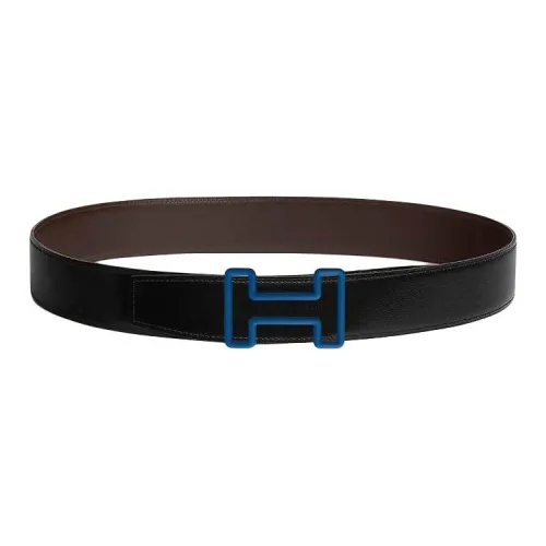 HERMES Телячья кожа Кожаные ремни Мужской Черный Коричневый Ширина 3,8 см
