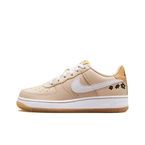 Nike Air FORCE 1 Детские Скейтбординги Низкий Топ Желтый Белый Унисекс