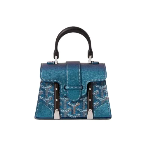 GOYARD Saigon Холст Телячья кожа Сумка через плечо Сумка Мини Женская Жемчужно-синий