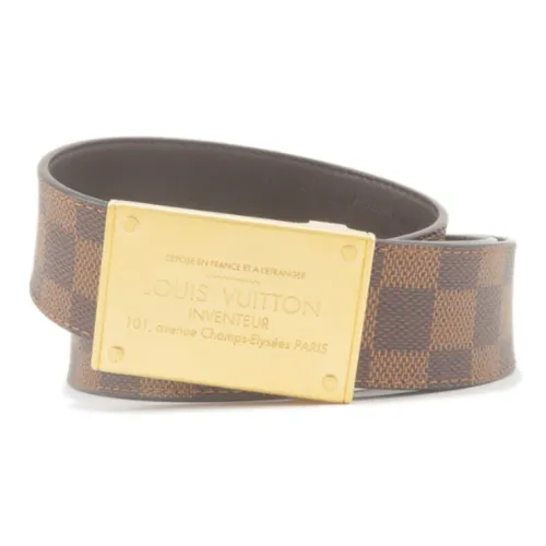 LOUIS VUITTON Холст Кожаные ремни Мужской Коричневый Ширина 4CM