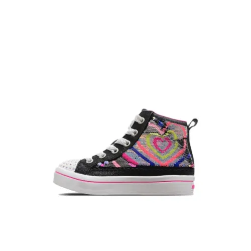 Skechers Heartbeatz Anti KICK Легкий Высокий Топ KIDS Кеды Черный Розовый Детский